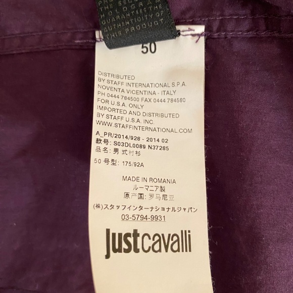 ROBERTO CAVALLI JUST CAVALLI Men’s Purple Button Down Shirt Sz M or 50 eur - Picture 9 of 9